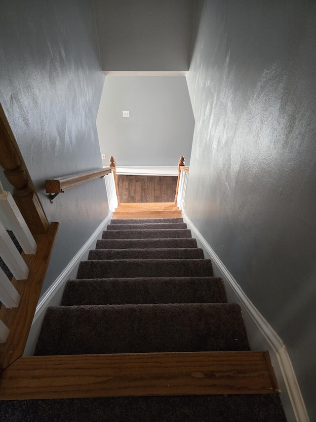 100 View Dr, Goodview, VA 24095 - staircase with baseboards and wood finished floors