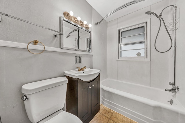 1841 Old Franklin Tpke, Rocky Mount, VA 24151 - bathroom with toilet, vanity, tub / shower combination, and tile patterned flooring