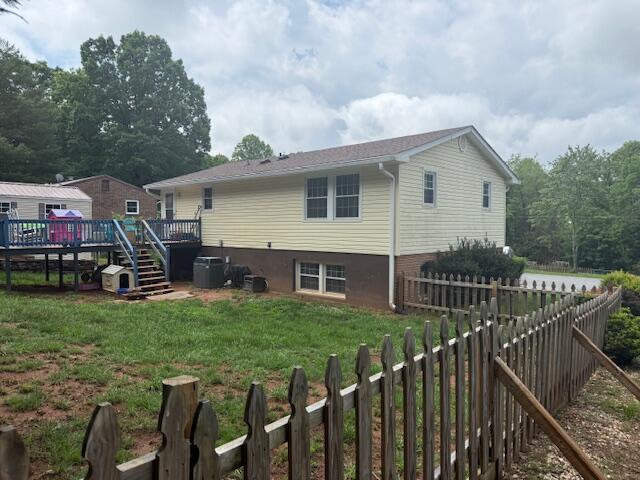1134 Coolbrook Rd, Bedford, VA 24523 - rear view of house with a deck, stairs, and central AC