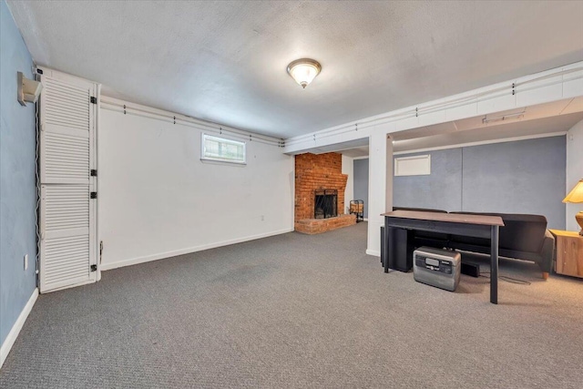 81 Ridgeview Cir, Roanoke, VA 24019 - below grade area featuring carpet flooring, baseboards, and a fireplace