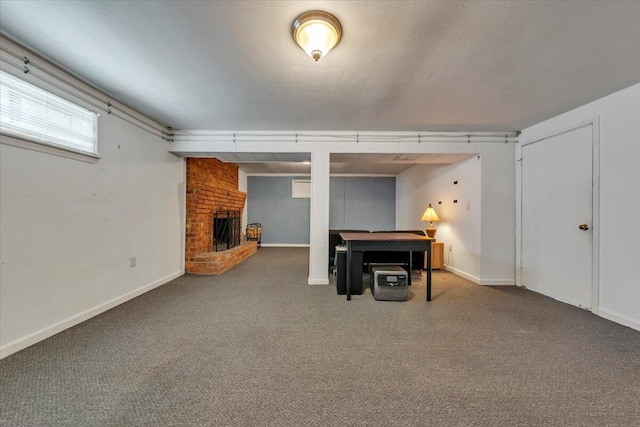 81 Ridgeview Cir, Roanoke, VA 24019 - below grade area with carpet flooring, a fireplace, and baseboards