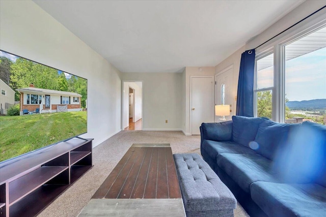 81 Ridgeview Cir, Roanoke, VA 24019 - carpeted living area with baseboards
