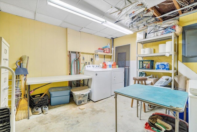 below grade area featuring independent washer and dryer
