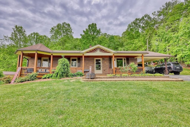 1530 Ridgeview Rd, Floyd, VA 24091 - view of front of property with brick siding, a porch, and a front lawn