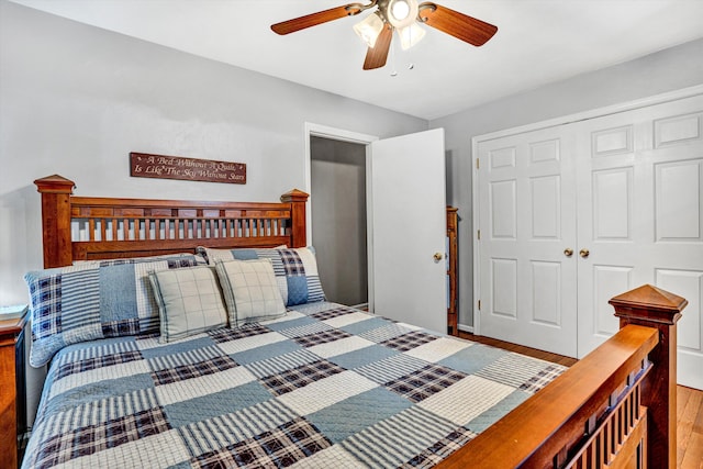 93 SW Ave, Buchanan, VA 24066 - bedroom with wood finished floors, a closet, and ceiling fan