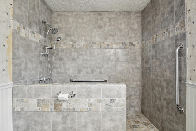 2844 Forage Rd, Shawsville, VA 24162 - full bath with a tile shower and a textured ceiling