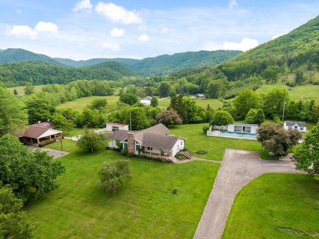 2844 Forage Rd, Shawsville, VA 24162 - aerial view of property and surrounding area with a mountain backdrop and a forest