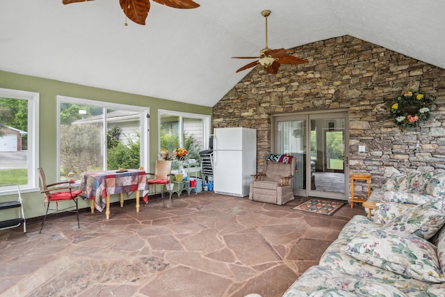 2844 Forage Rd, Shawsville, VA 24162 - sunroom / solarium featuring stone floors and high vaulted ceiling