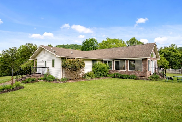 2844 Forage Rd, Shawsville, VA 24162 - ranch-style home with a front yard and a shingled roof