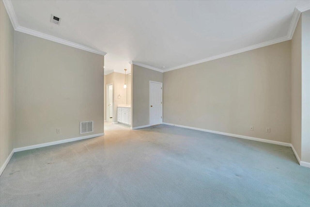 3326 Belshire Ct SW, Roanoke, VA 24014 - spare room featuring baseboards, light carpet, and crown molding