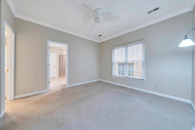 3326 Belshire Ct SW, Roanoke, VA 24014 - empty room featuring light carpet, crown molding, baseboards, and a ceiling fan