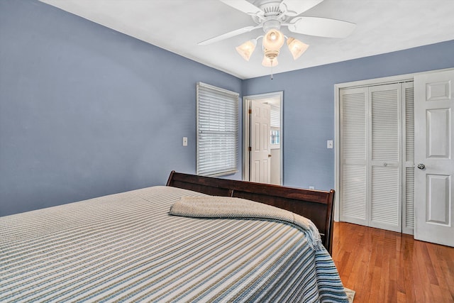 230 Pinehaven Rd, Fincastle, VA 24090 - bedroom with a closet, wood finished floors, and ceiling fan