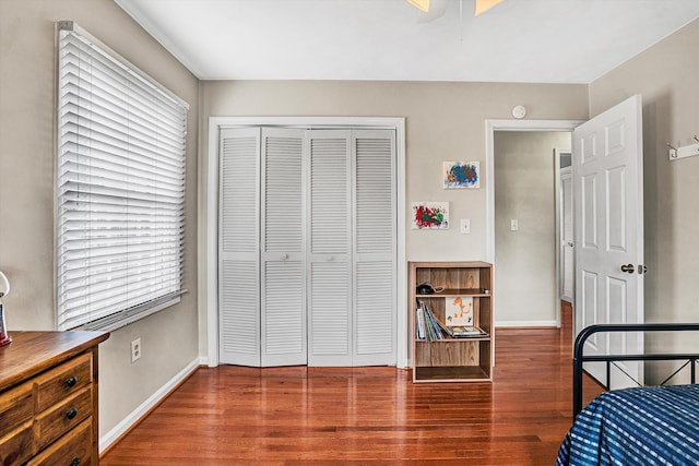 230 Pinehaven Rd, Fincastle, VA 24090 - bedroom with wood finished floors, a closet, baseboards, and a ceiling fan