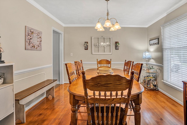230 Pinehaven Rd, Fincastle, VA 24090 - dining room featuring wood-type flooring, a chandelier, and crown molding