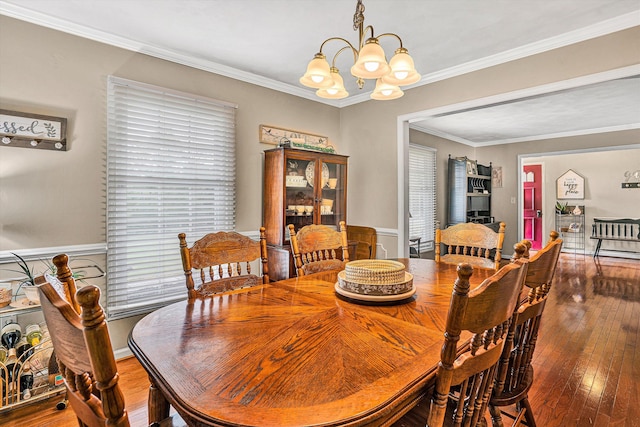 230 Pinehaven Rd, Fincastle, VA 24090 - dining area featuring a chandelier, hardwood / wood-style flooring, and crown molding