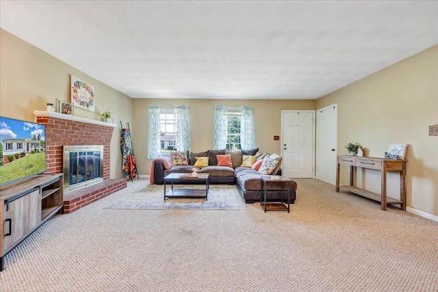 7073 Northway Dr, Roanoke, VA 24019 - living area with carpet flooring, a fireplace, and baseboards
