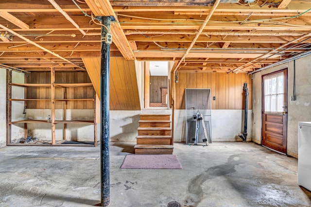 basement with stairs