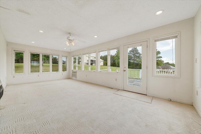 205 Park Shores Cir, Moneta, VA 24121 - unfurnished sunroom with carpet, a textured ceiling, recessed lighting, and baseboards