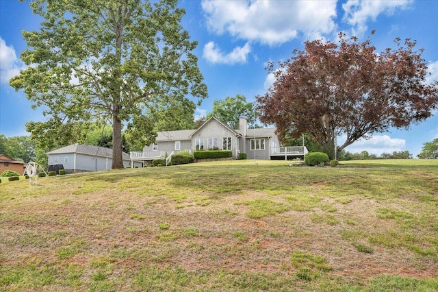 205 Park Shores Cir, Moneta, VA 24121 - view of grassy yard with a wooden deck