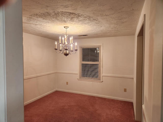 215 Overlook Rd, Vinton, VA 24179 - empty room featuring a chandelier, carpet, a textured ceiling, and baseboards