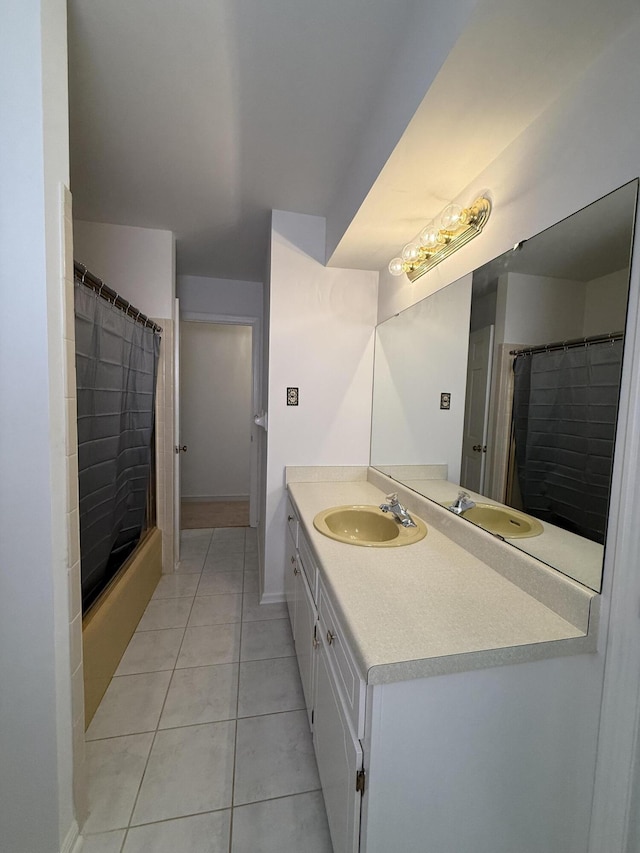 5265 Wipledale Ave, Roanoke, VA 24019 - full bathroom with vanity, tile patterned flooring, and shower / bath combination with curtain