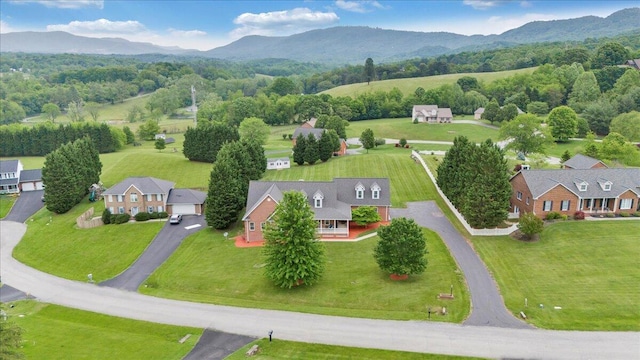 view of subject property with a mountain backdrop