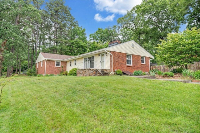 8209 Webster Dr, Roanoke, VA 24019 - ranch-style home featuring a chimney and brick siding