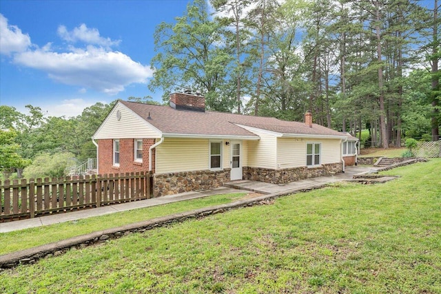 8209 Webster Dr, Roanoke, VA 24019 - ranch-style house with stone siding and a chimney