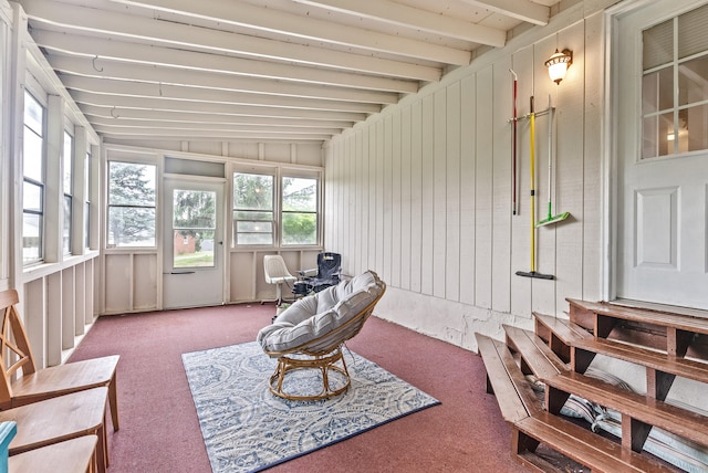 8574 Brubaker Dr, Roanoke, VA 24019 - sunroom / solarium with carpet and beamed ceiling