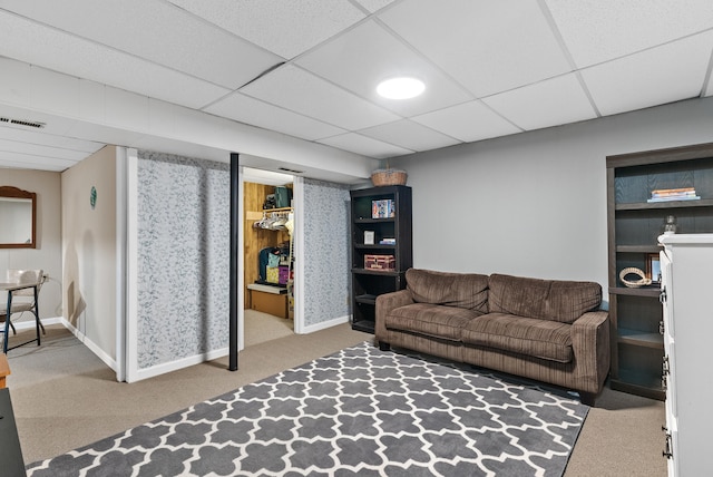 8574 Brubaker Dr, Roanoke, VA 24019 - living area with carpet floors, baseboards, and a drop ceiling