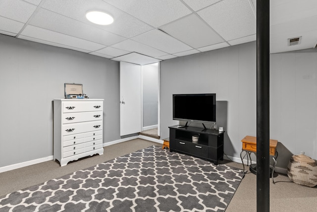 8574 Brubaker Dr, Roanoke, VA 24019 - finished below grade area featuring carpet floors, a drop ceiling, and baseboards