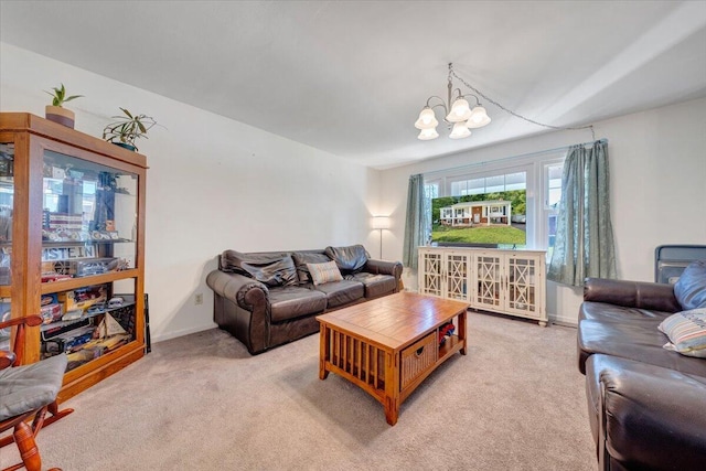 919 Halifax Cir, Vinton, VA 24179 - living area with carpet, a chandelier, and baseboards