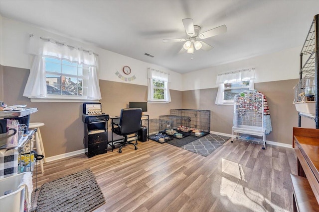 919 Halifax Cir, Vinton, VA 24179 - office with a ceiling fan, wood finished floors, and baseboards