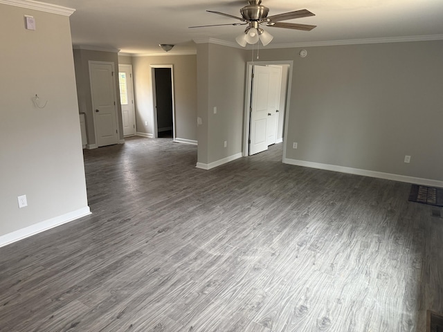 1800 Hardy Rd, Vinton, VA 24179 - empty room with crown molding, ceiling fan, and wood finished floors