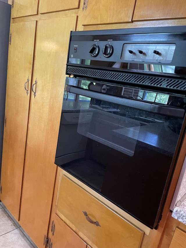 kitchen view of black oven