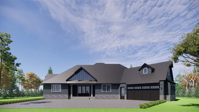 LOT243 Flagstick Ct, Penhook, VA 24137 - view of front of house with a garage, a front yard, driveway, and stone siding