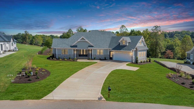 LOT243 Flagstick Ct, Penhook, VA 24137 - craftsman inspired home with driveway, a front yard, an attached garage, and stone siding