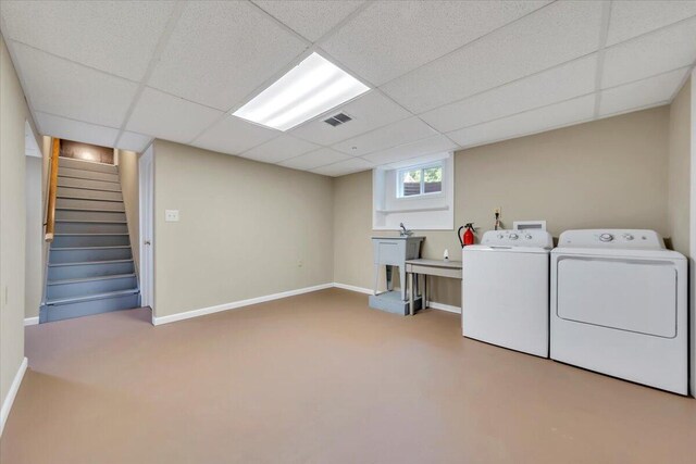 1104 Dolly Ann Dr, Covington, VA 24426 - washroom with washing machine and clothes dryer, carpet flooring, and baseboards