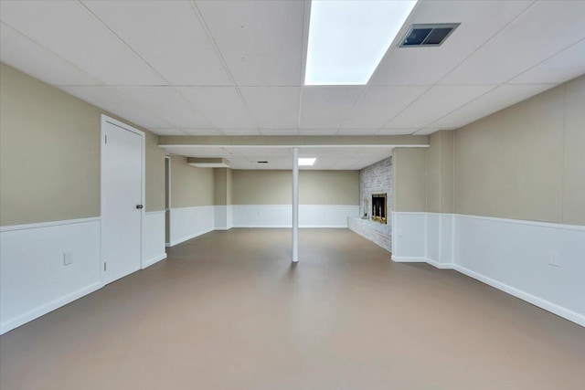 1104 Dolly Ann Dr, Covington, VA 24426 - finished basement featuring a fireplace and a drop ceiling
