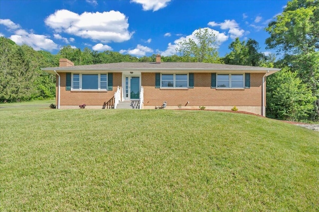 1104 Dolly Ann Dr, Covington, VA 24426 - single story home featuring entry steps, a chimney, brick siding, and a front yard