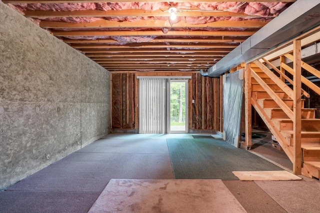 basement featuring carpet floors