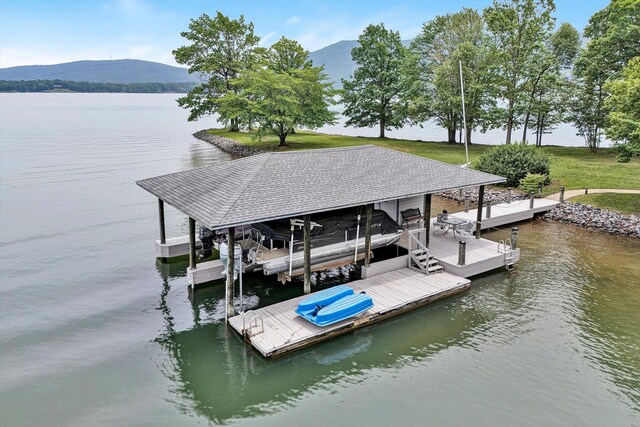 217 Anthony Home Rd, Huddleston, VA 24104 - dock area with a water and mountain view and boat lift
