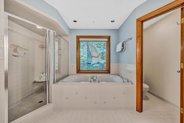 217 Anthony Home Rd, Huddleston, VA 24104 - full bath featuring a shower stall, a bath, toilet, and tile patterned flooring