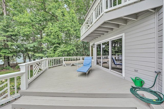 217 Anthony Home Rd, Huddleston, VA 24104 - wooden deck with view of scattered trees