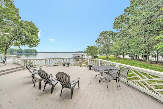 217 Anthony Home Rd, Huddleston, VA 24104 - deck with outdoor dining area and a water view