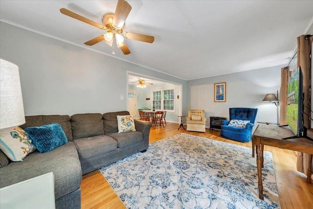 3003 Northridge Rd, Hardy, VA 24101 - living room with ceiling fan, wood finished floors, and ornamental molding
