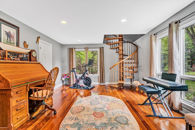 145 W Arrowhead Ct, Troutville, VA 24175 - office space with hardwood / wood-style floors, recessed lighting, and baseboards