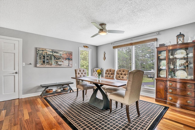145 W Arrowhead Ct, Troutville, VA 24175 - dining space featuring ceiling fan, wood finished floors, a textured ceiling, and baseboards
