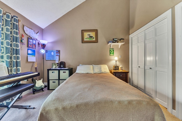 145 W Arrowhead Ct, Troutville, VA 24175 - bedroom featuring vaulted ceiling, carpet, and a closet
