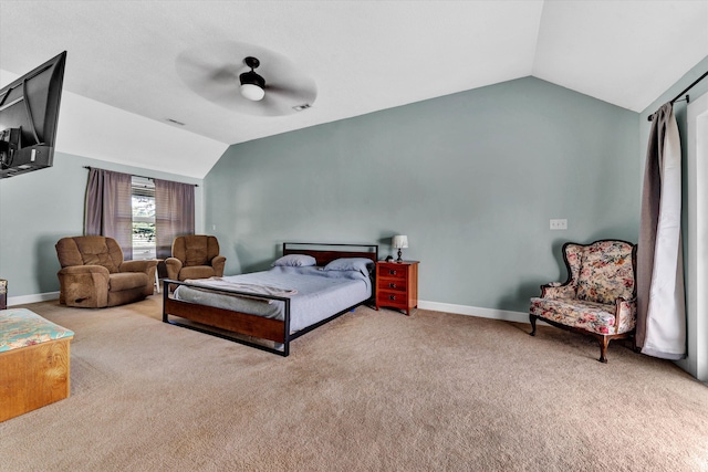 145 W Arrowhead Ct, Troutville, VA 24175 - bedroom featuring lofted ceiling, carpet floors, a ceiling fan, and baseboards